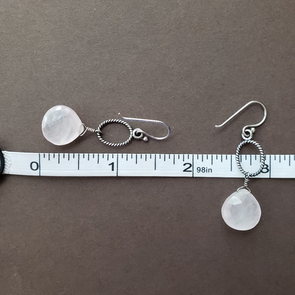 Silpada Sterling Silver Rose Quartz Teardrop Earrings W1872 RARE - Picture 10 of 11
